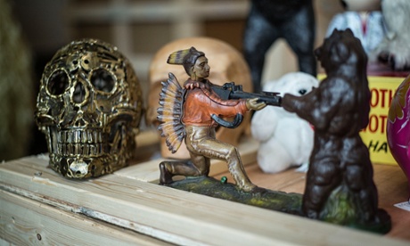 The anonymous vendor has been collecting bears since 1976 and skulls since 1979.