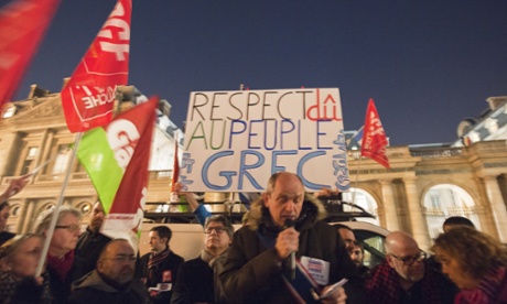 A solidarity rally held in Paris this week for the Greek government as the country entered bailout talks with its eurozone partners.