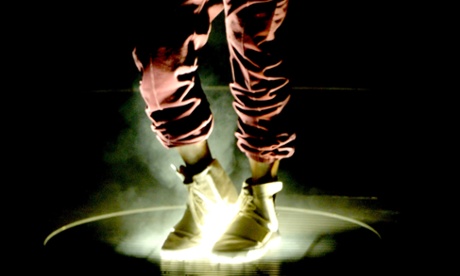Here come the hot stepper: Kanye in the Yeezy Boost at the Grammys