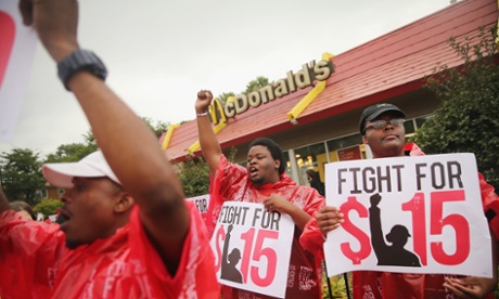 protestors outside mcdonalds
