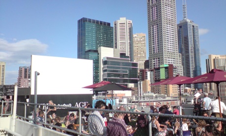 The cinema at the Rooftop Bar, Melbourne.