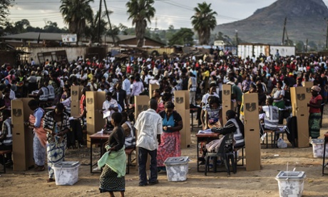 Residents of the Ndirande township  in Blantyre, Malawi, queue to vote last May