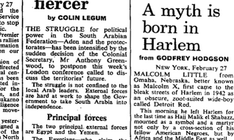 Malcolm X funeral, Observer 28 February 1965