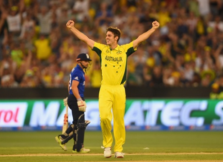Another one down as Mitchell Marsh takes his fifth wicket, Jos Buttler caught brilliantly by Stevie Smith
