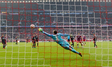 Thomas Mueller scores number five for Bayern.