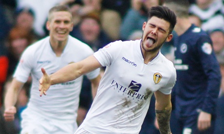 Alex Mowatt celebrates after scoring for Leeds against Millwall.