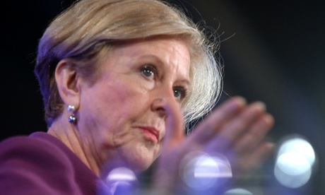 Gillian Triggs addresses the National Press Club in Canberra.