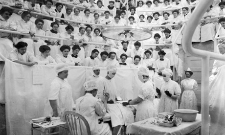 Medical students watching a dissection.