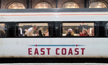 East Coast train waits on the platform at London's Kings Cross station