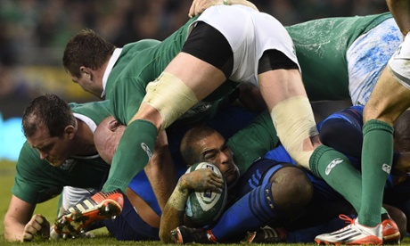 Ireland v France in a Six Nations rugby match