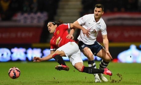 Radamel Falcao is being closely marked tonight, this time by Preston's Bailey Wright.
