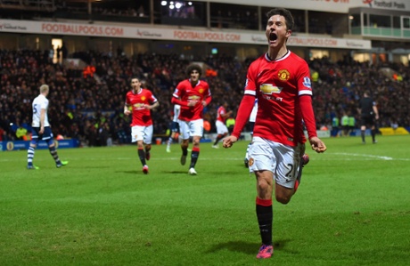 Ander Herrera celebrates the equaliser.