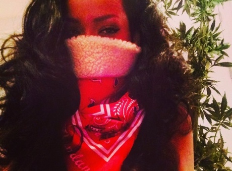 Rihanna wearing a Flandana