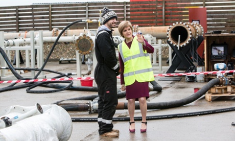 Scotland first minister Nicola Sturgeon, right, at a pipeline technology firm in Aberdeen on Monday.