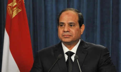 Abdel-Fattah Sissi makes a statement on Monday after Islamic State released a video showing the beheading of 21 Egyptian Coptic Christians.