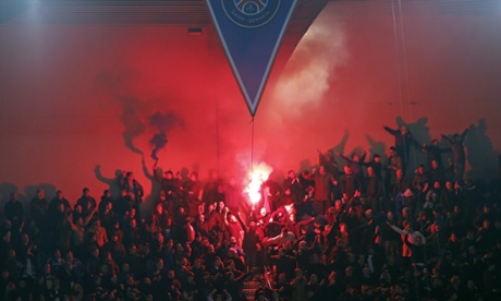 The PSG fans get flarey.