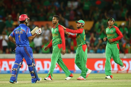 Shakib Al Hasan celebrates dismissing Najibullah Zadran.