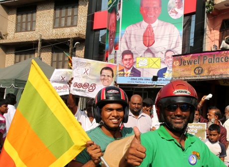 Supporters of Maithripala Sirisena celebrate their leader's victory in Colombo, Sri Lanka.