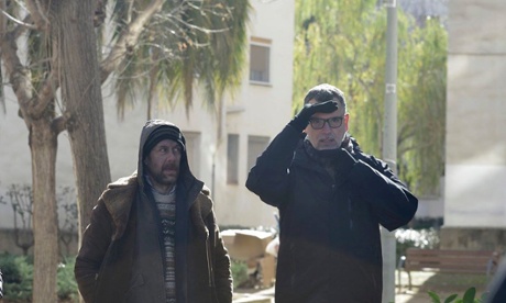 Eduard Cortes, right, during the filming of Cerca de tu Casa.