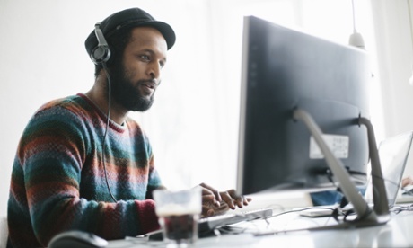 Young man working at a start up