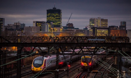 Trains leaving Manchester Piccadilly station
