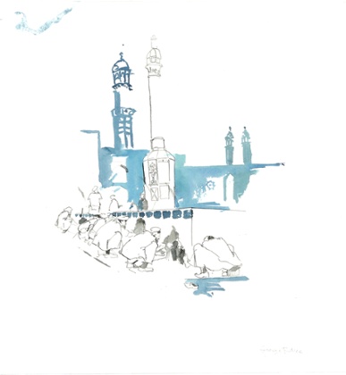 Washing feet. Men from Herat washing before they enter the Jama Masjid (Friday mosque) for afternoon prayers.