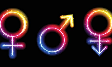 Male, Female and Transgender Gender Symbols Laser Neon