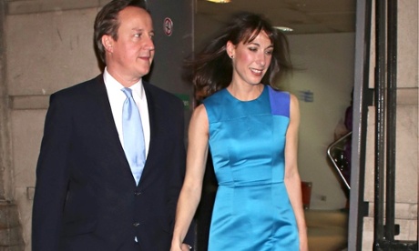 David and Samantha Cameron arriving at the Conservative party’s black and white ball in central London.