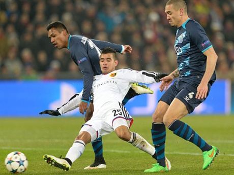 Basel's Derlis Gonzalez pokes home the opener.