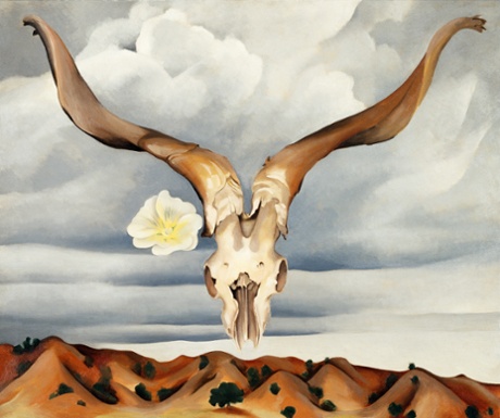 Ram's Head, White Hollyhock – Hills (1935) by painter Georgia O'Keeffe, who was married to photographer Alfred Stieglitz for 22 years.