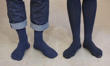 Richard and Morwenna wearing Item M6 socks. Photograph: Graham Turner