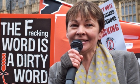 Caroline Lucas speaking at an anti-fracking demonstration last week.