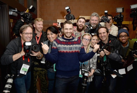 James Franco with photographers at the Sundance Film Festival