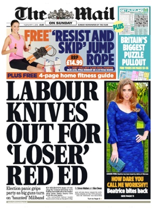 The Mail on Sunday’s front page.