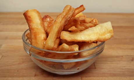 Fry a little tenderness ... cassava chips.