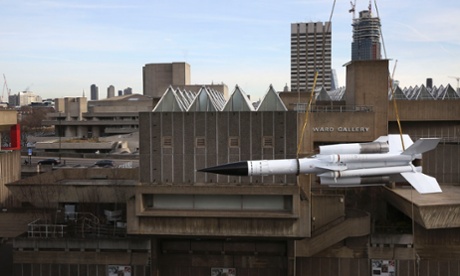 The cold War missile is lifted on to the terraces of the South Bank Centre.