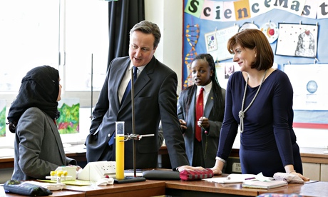 David Cameron and NIcky Morgan at Kingsmead school in Enfield