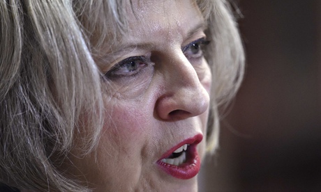 Britain's Home Secretary May delivers a speech in central London