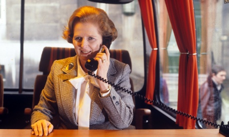 Margaret Thatcher on her bus in 1979.