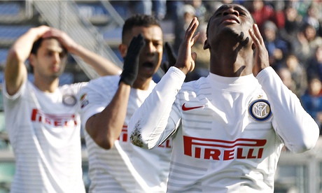 Inter's Isaac Donkor (right) and his team-mates show their dismay against Sassuolo.