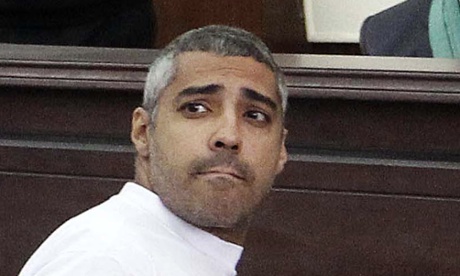 Mohamed Fahmy in court during trial on terror charges in Cairo, Egypt
