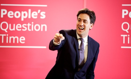 Labour party leader Ed Miliband answering questions at his weekly People's Question Time session held at Nelson and Colne College in Nelson, Lancashire.