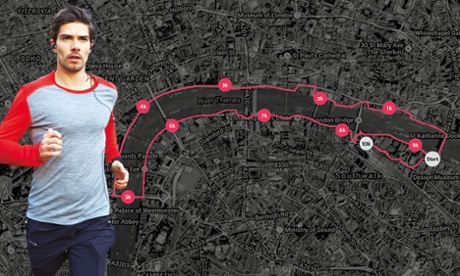 London running route along the Thames