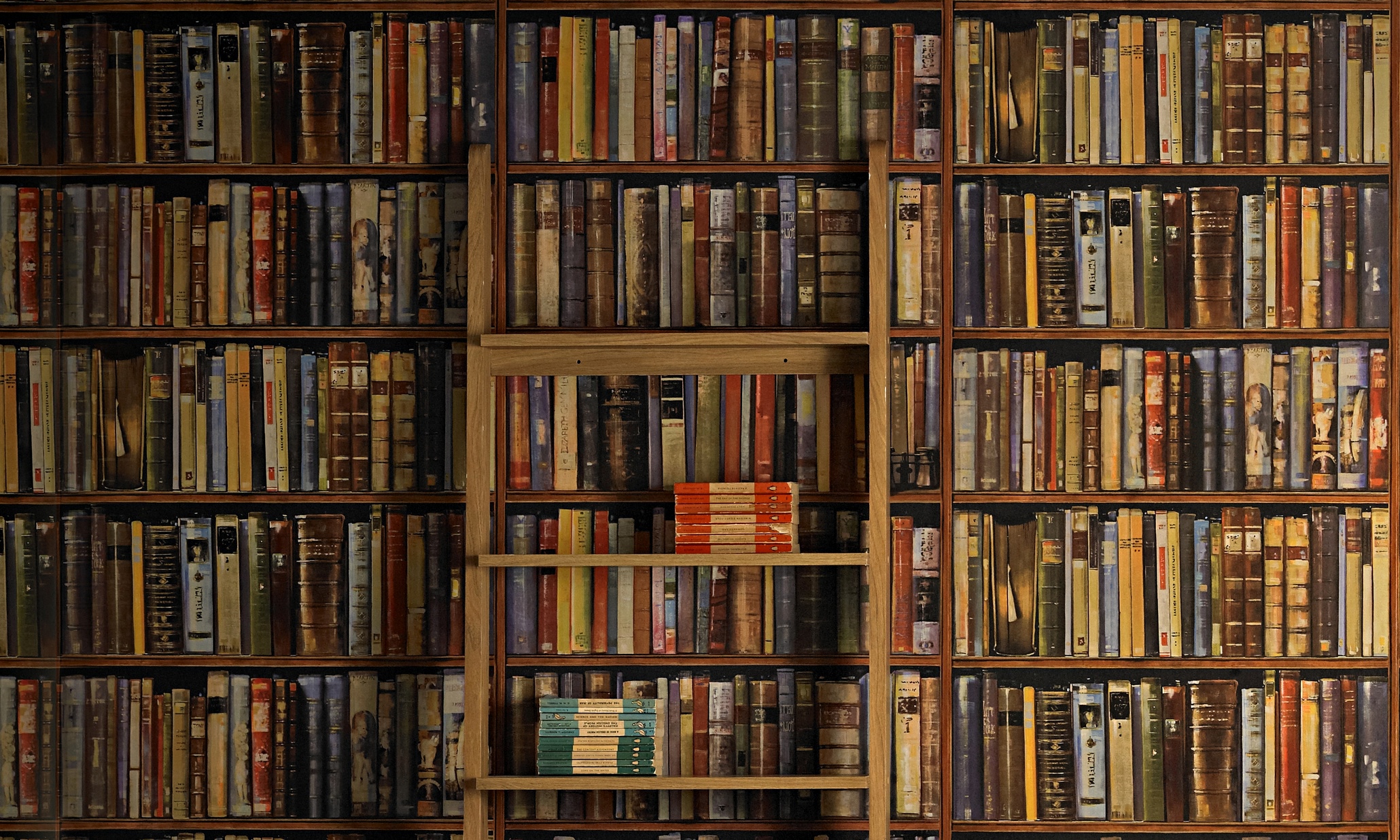 old library books on shelves