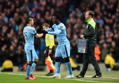 Wilfred Bony replaces Sergio Aguero.