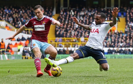 Danny Rose tackles Stewart Downing.