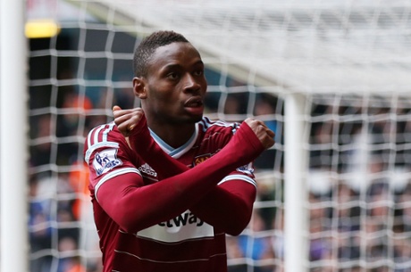 Sakho celebrates after scoring.