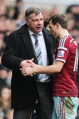 Sam Allardyce subs Mark Noble.