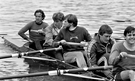 Dan Topolski, far left, on the Thames in 1989.