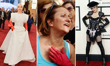 Lady Gaga, a Greek protestor and Madonna – all in gloves